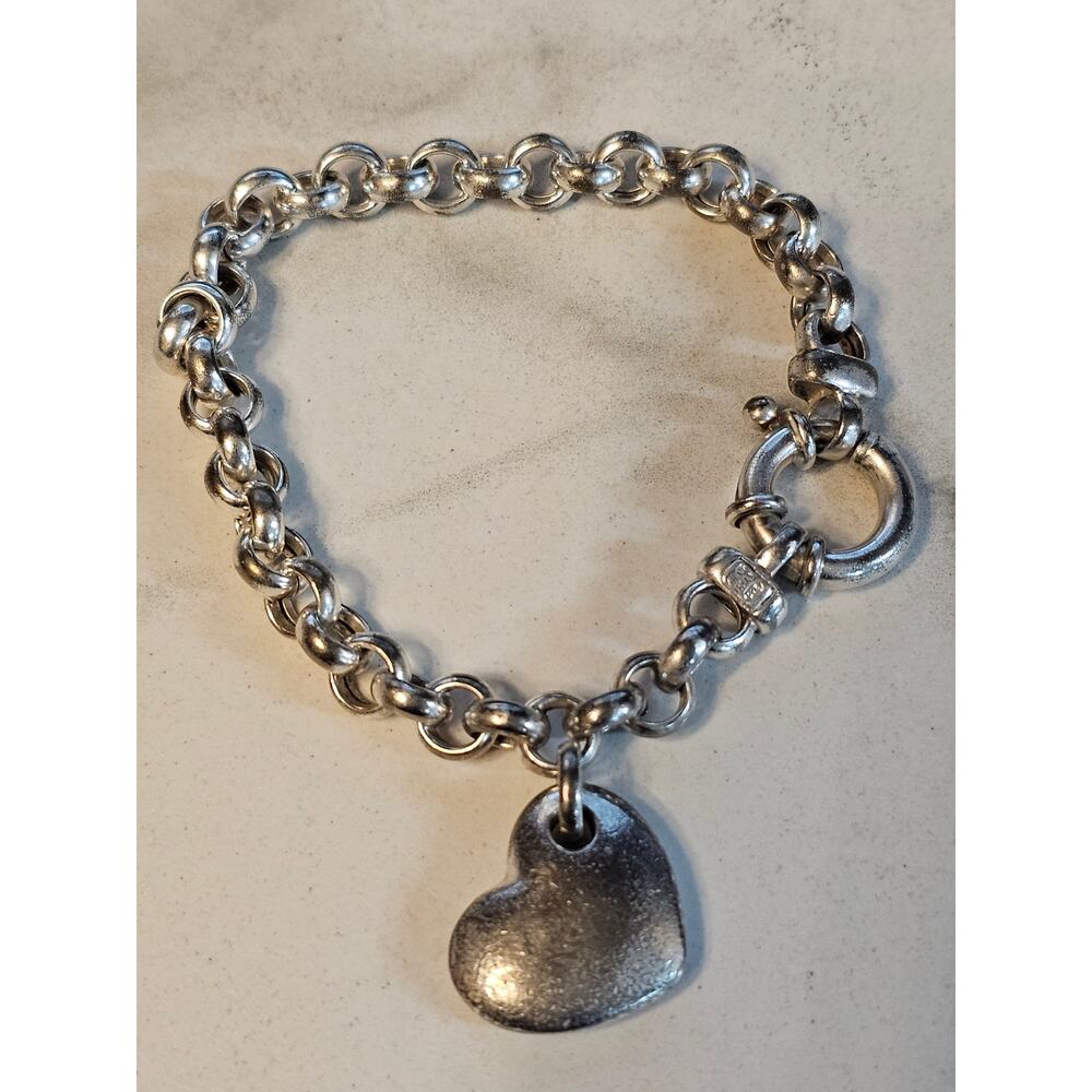VTG 925 Sterling Silver Rolo Bracelet Heavy 25.5g 7 3/4" Large Spring Ring